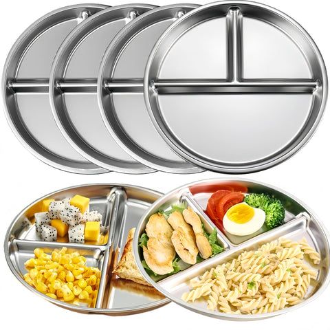 MYOVPLUT plato niños acero inoxidable dividido, seguro y duradero para comidas infantiles