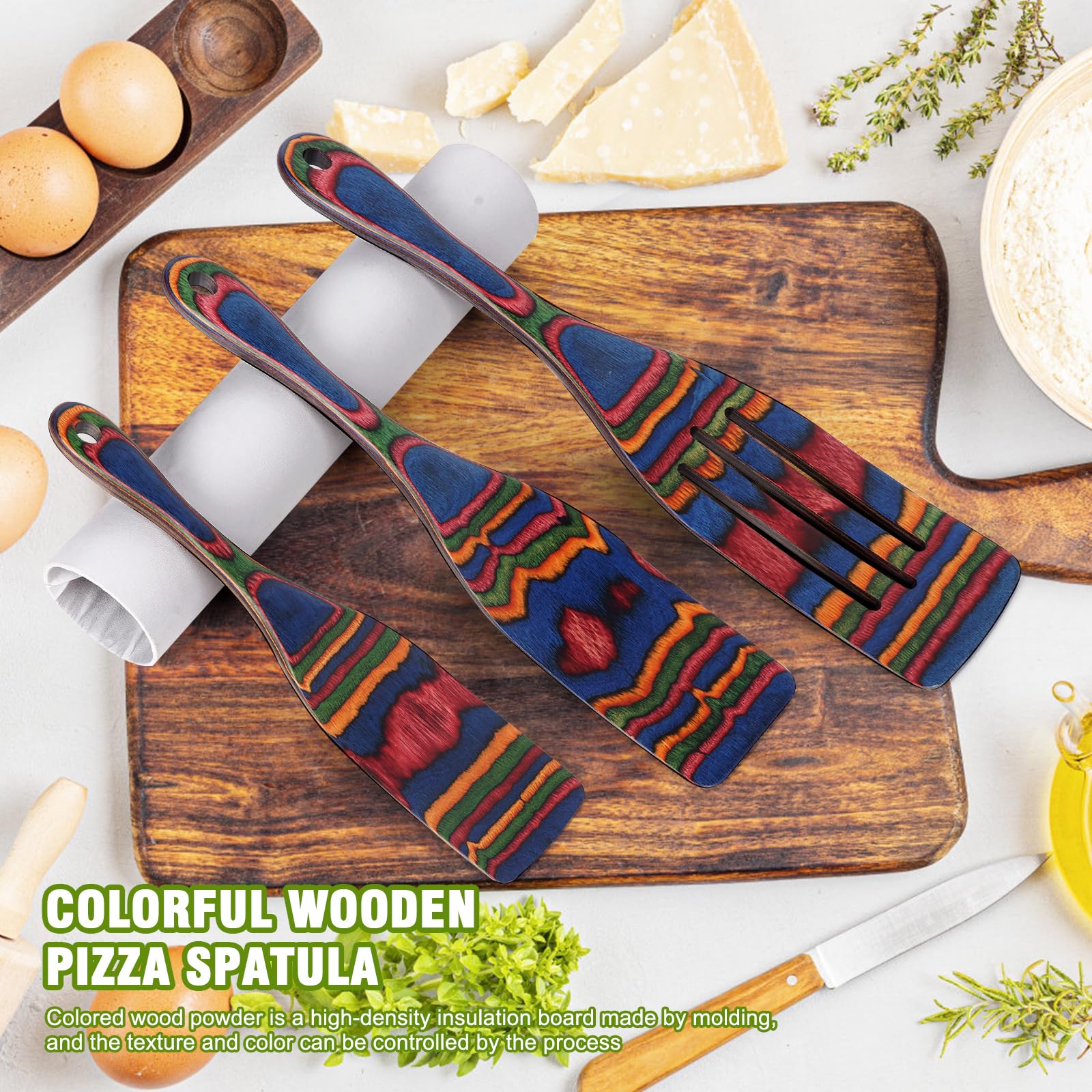 MYRAINBOWN Spurtle ergonómico, mango cómodo para mezclar y voltear