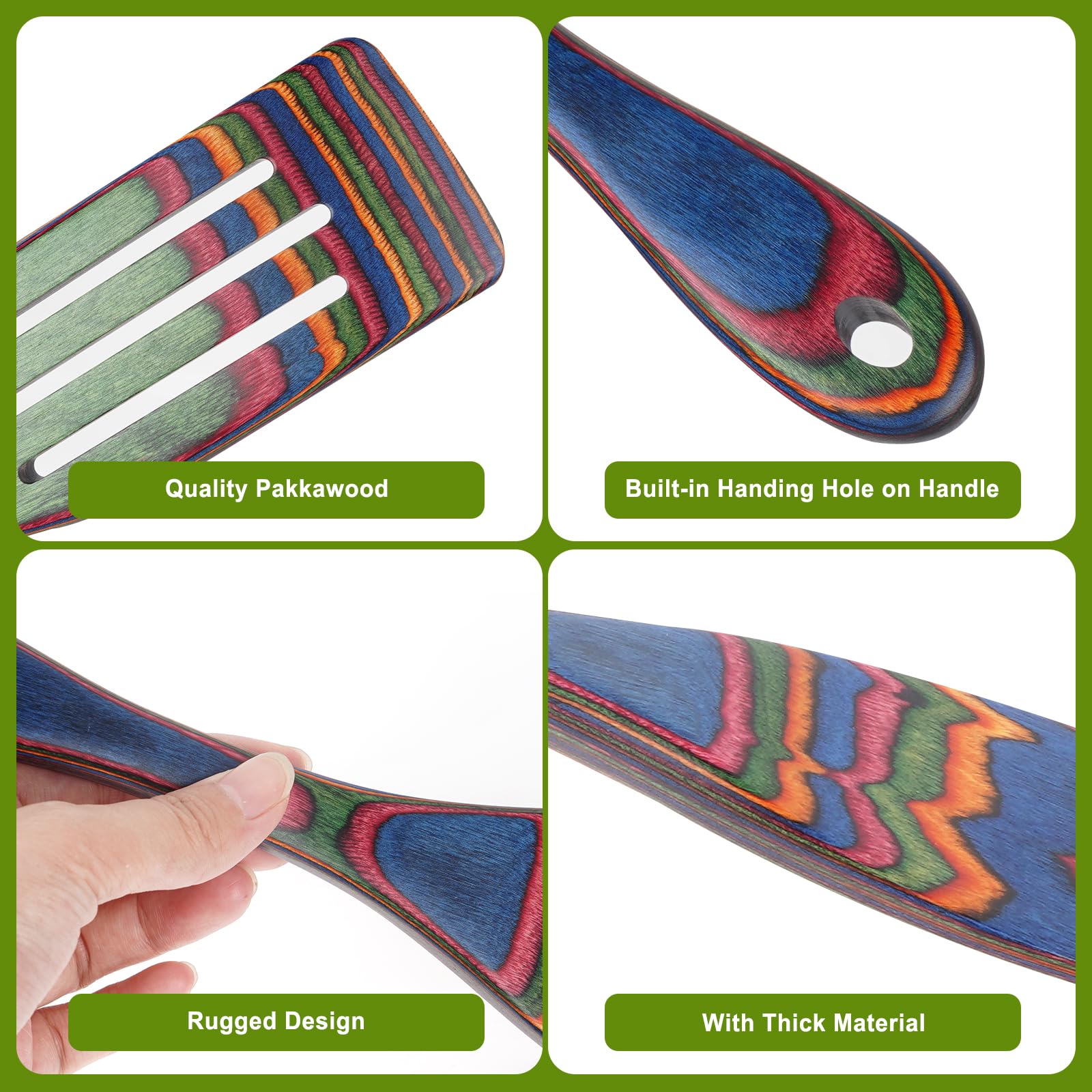 MYRAINBOW Utensilios de cocina en Pakkawood, fáciles de limpiar y mantener