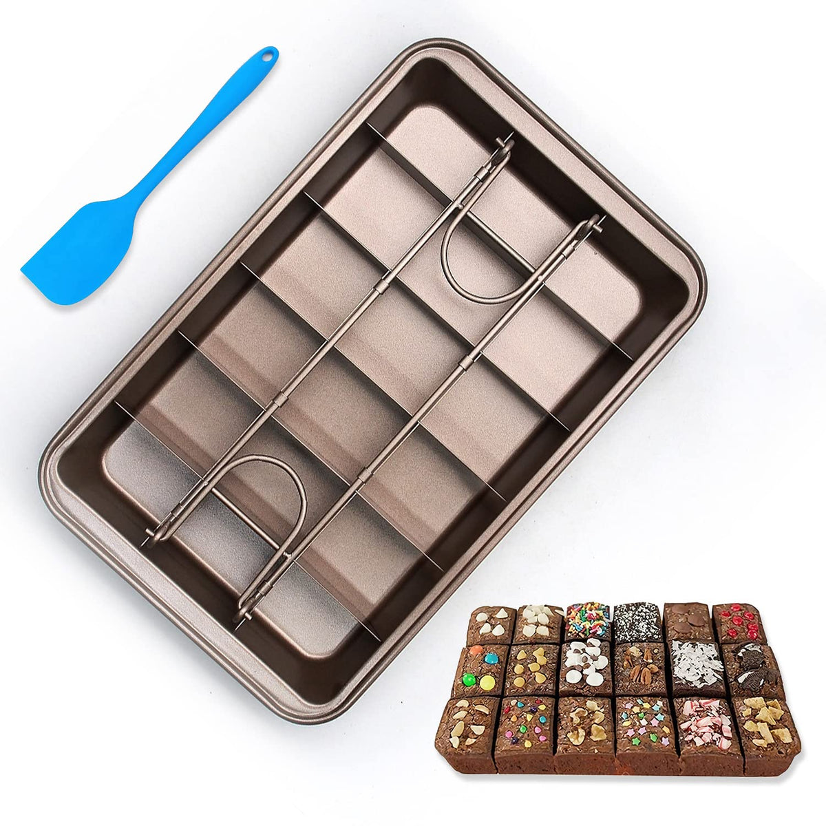 MYSENLAN brownie pan con divisores para porciones uniformes