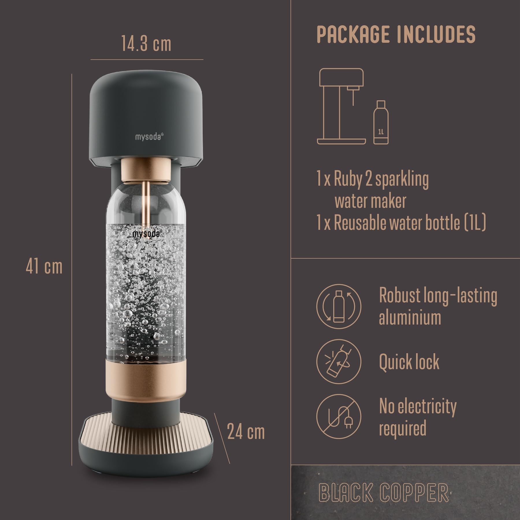 Mysoda Ruby 2, botella 1L incluida, perfecta para refrescos caseros