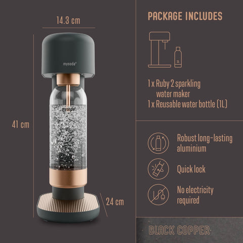 Mysoda Ruby 2, botella 1L incluida, perfecta para refrescos caseros