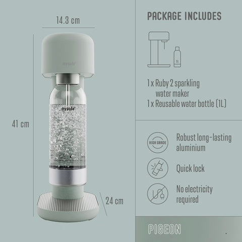 Mysoda Ruby 2 incluye botella de 1L lista para servir en casa.