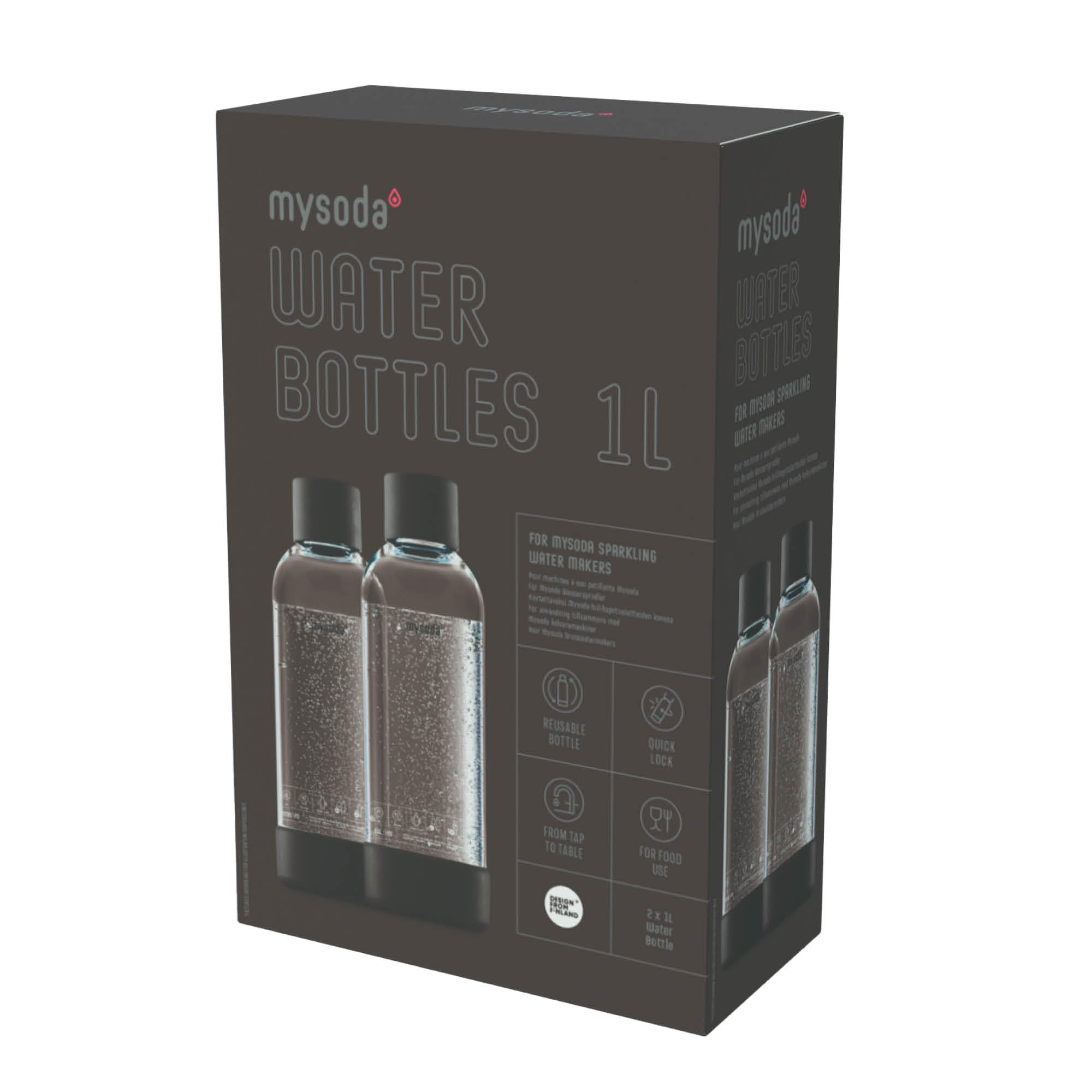 Mysoda opción sostenible con madera compuesta en lugar de plástico.