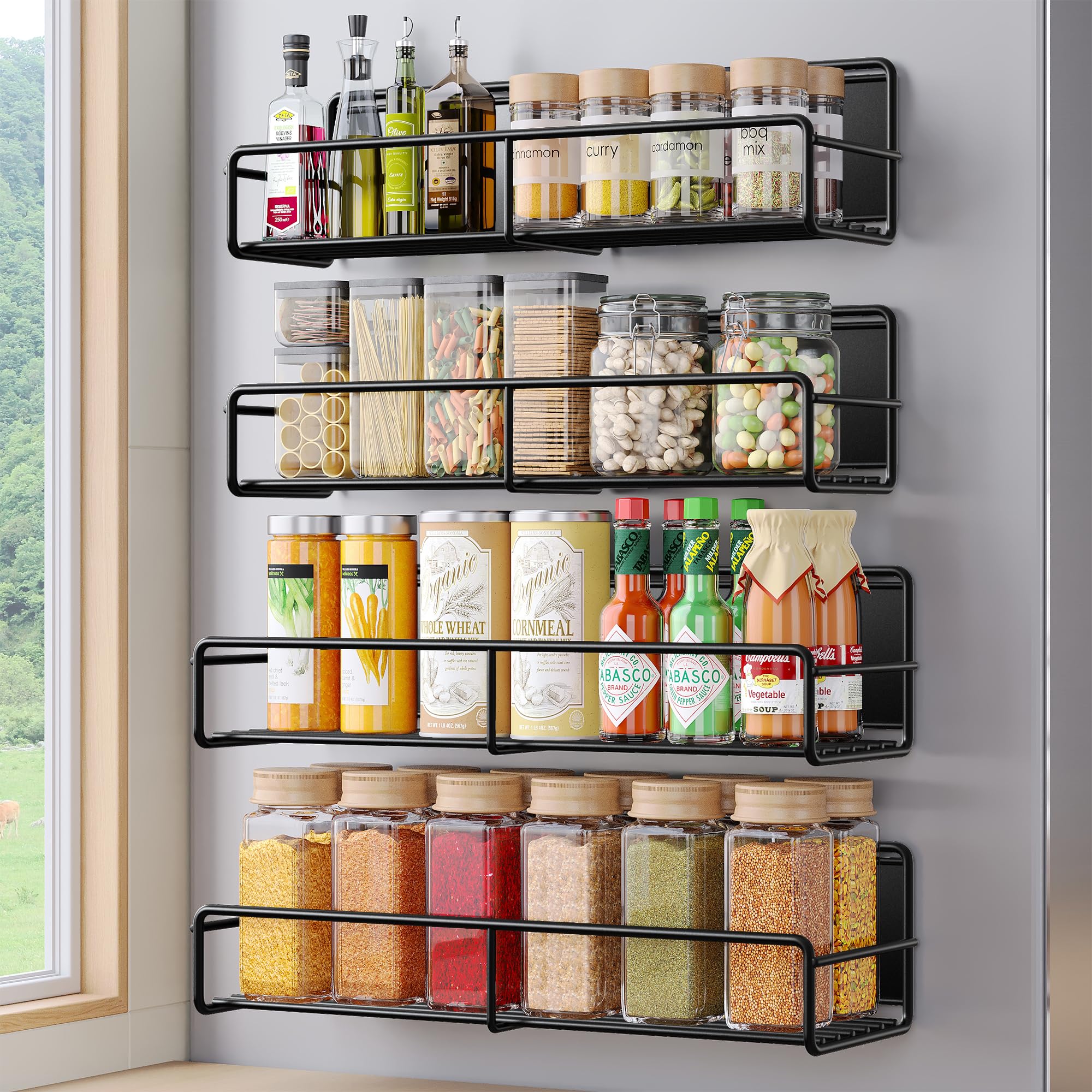 Mystozer estante magnético para refrigerador con organización rápida de especias