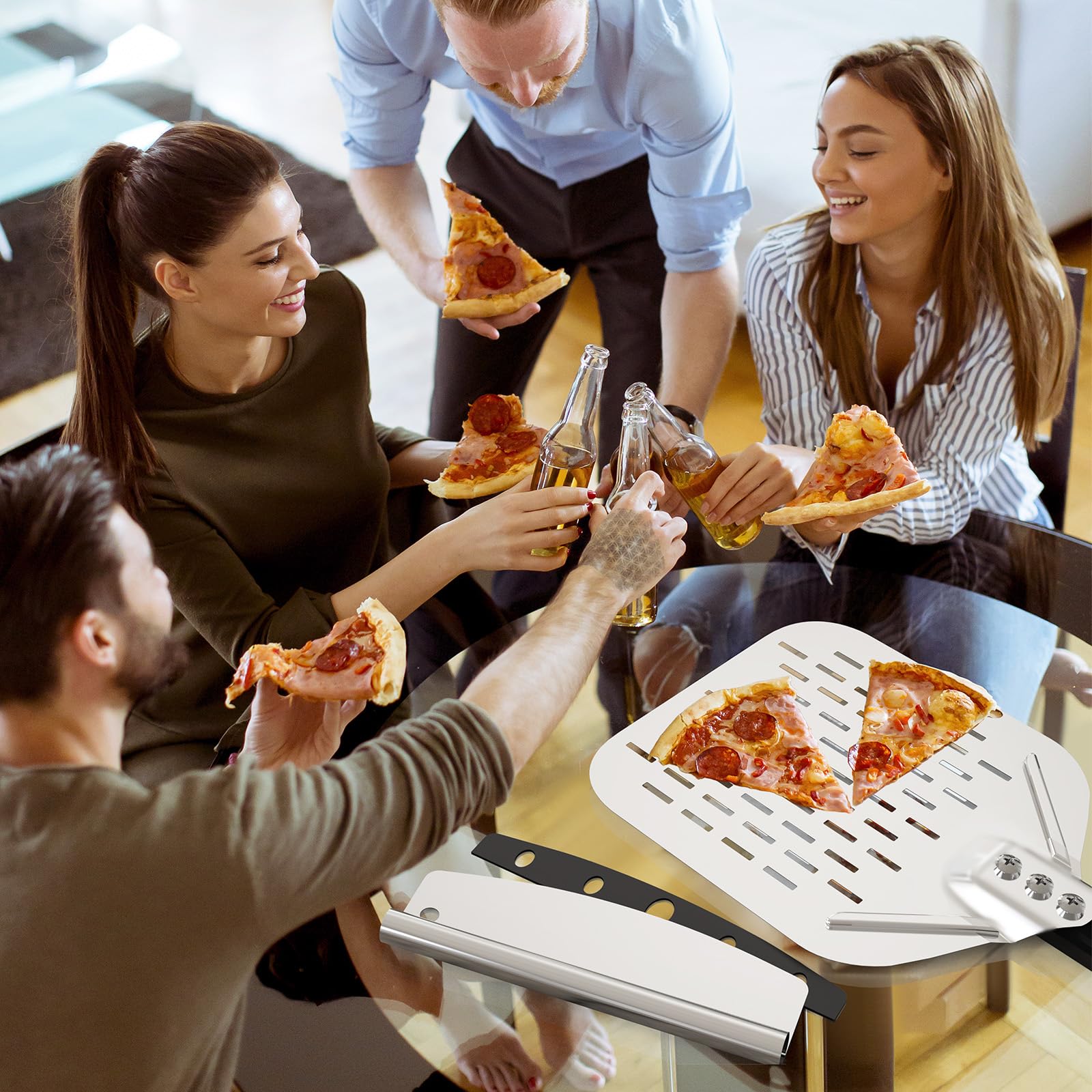 Cortapizzas Mysweety con funda de seguridad para almacenamiento seguro