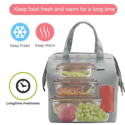 Bolsa Mziart con apertura amplia para colocar y sacar comidas con comodidad
