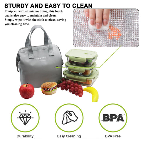 Mziart bolsa-almuerzo forro-aluminio interior mantiene la comida fresca y protegida