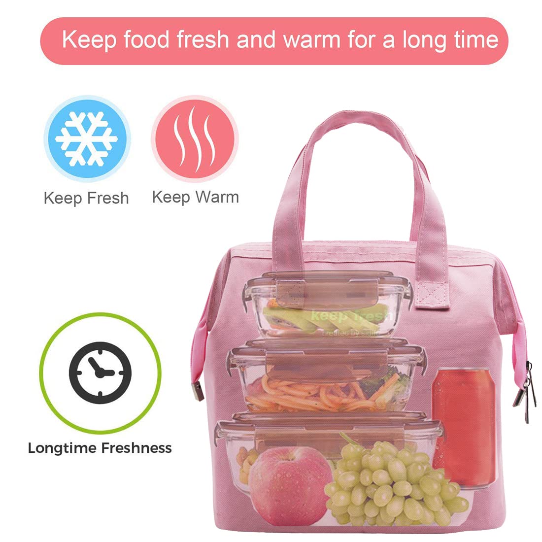Mziart bolsa-almuerzo tapa amplia facilita colocar y sacar la comida