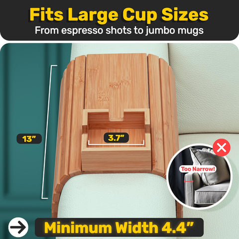 na*ya apoyabrazos de bambú ergonómico con bandeja integrada para meriendas