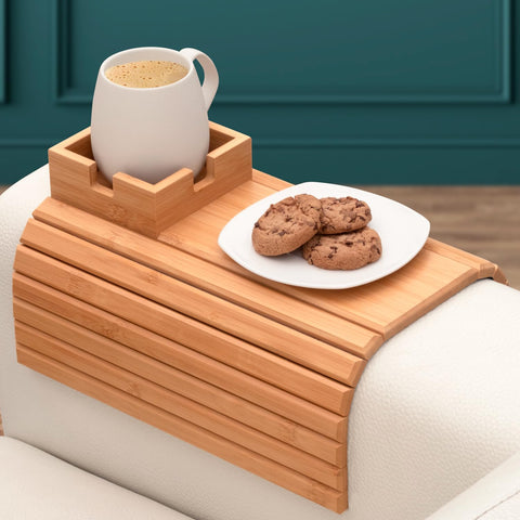 na*ya bandeja de bambú para sofá, superficie estable para bebidas