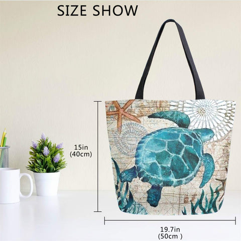 Bolso Naanle tortuga marina de lona resistente y reutilizable para salidas.
