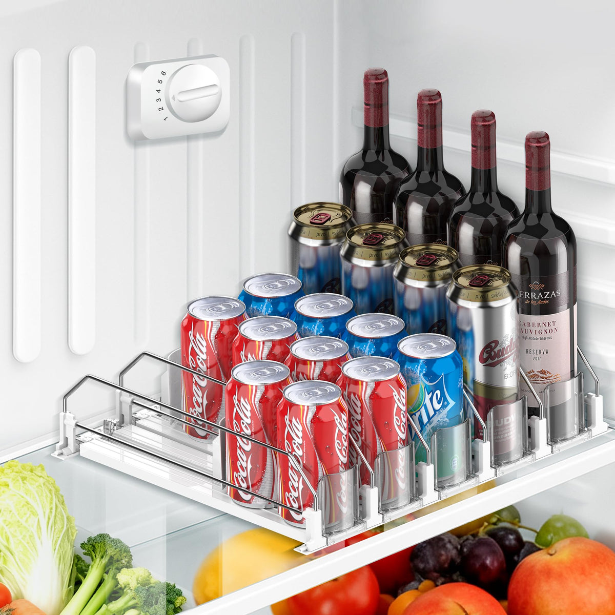 Nabobt organizador de bebidas para nevera con 5 filas para 20 latas y acceso rápido