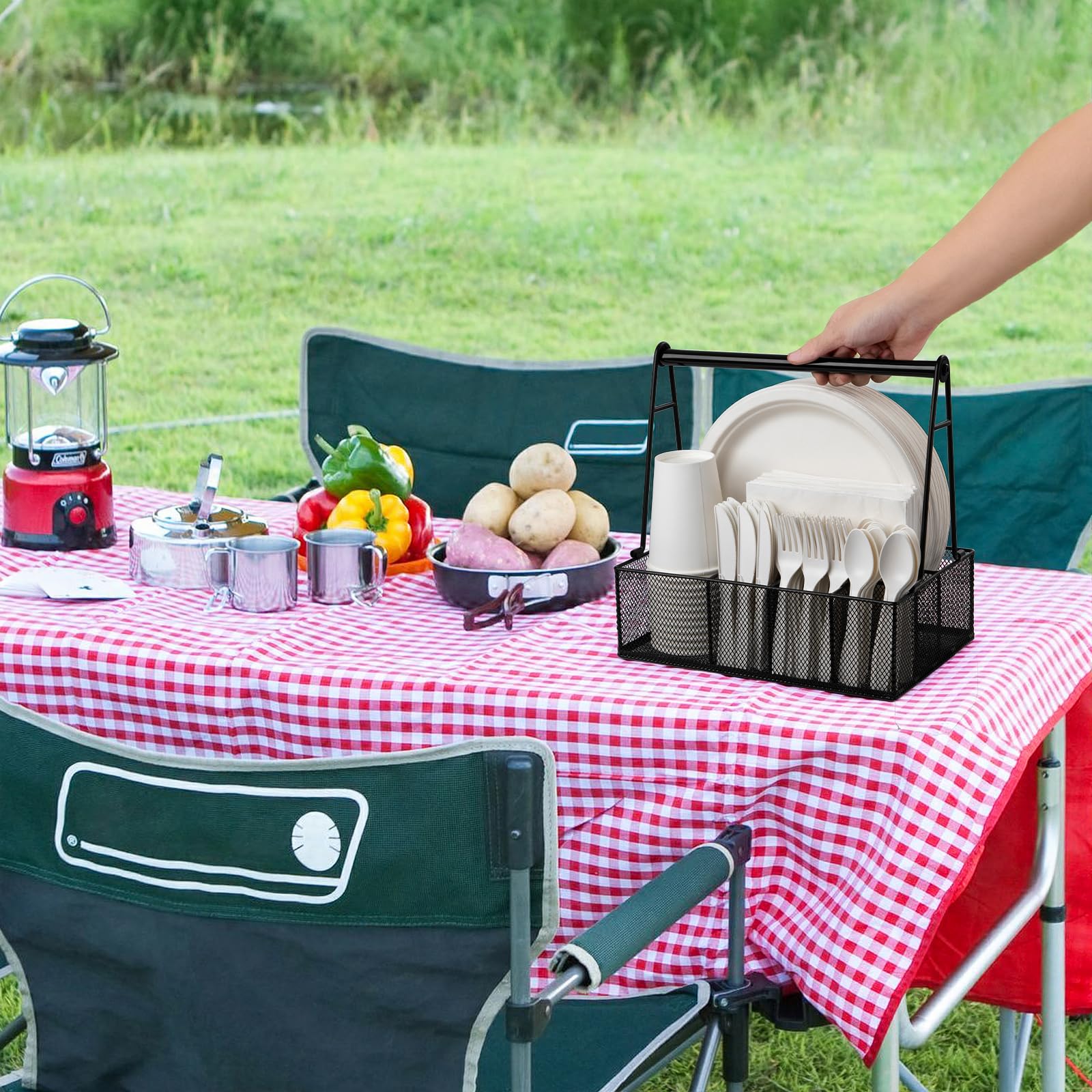 NACIMAX porta-cubiertos-con-mango, mantiene cubiertos ordenados para salidas al aire libre