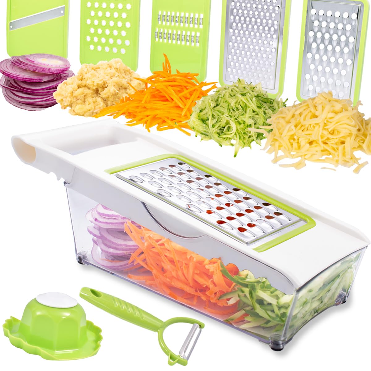 NACOLUS Rallador Queso con Contenedor para recoger ingredientes