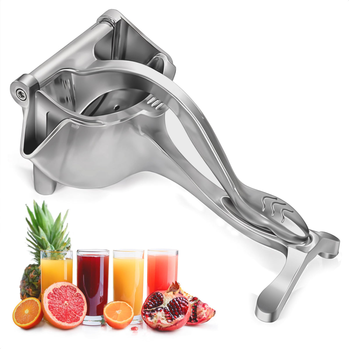 Exprimidor de mano NADOBA en aluminio, capacidad 0,6 L, ideal para jugos caseros.