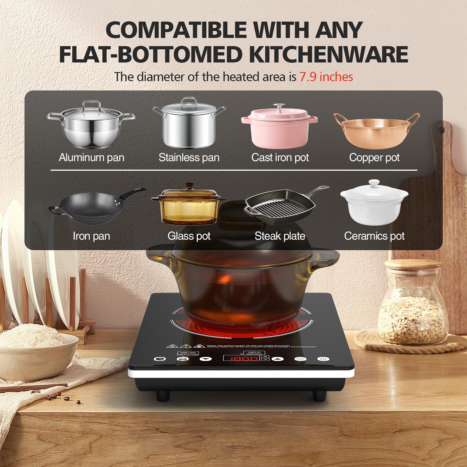 Nafewin 9 niveles de potencia para cocinar variado