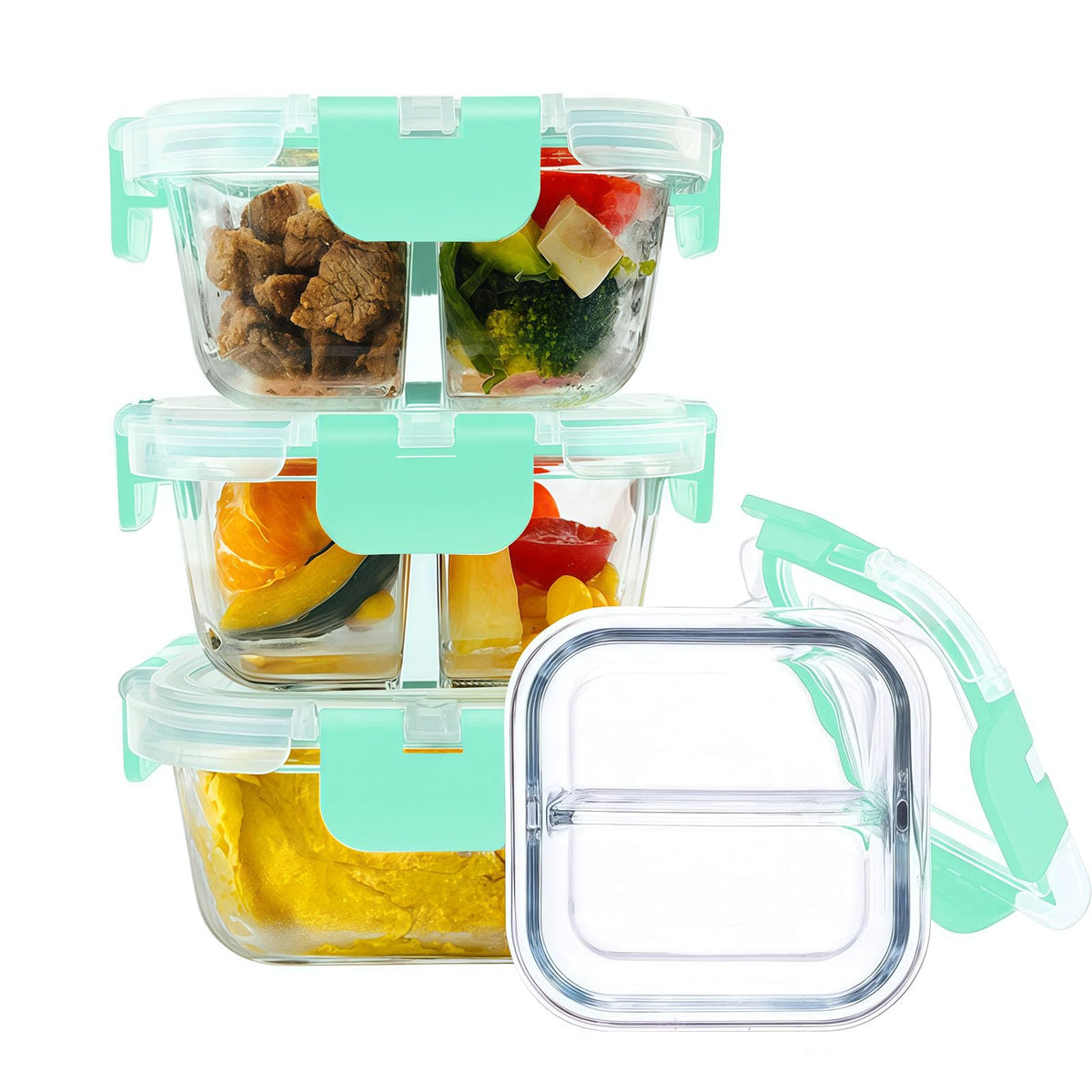 Contenedores bariátricos Nafhone de 8oz con dos compartimentos para porciones controladas.