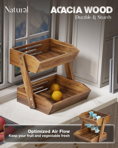 Canasta nagawood de gran capacidad para frutas y verduras.