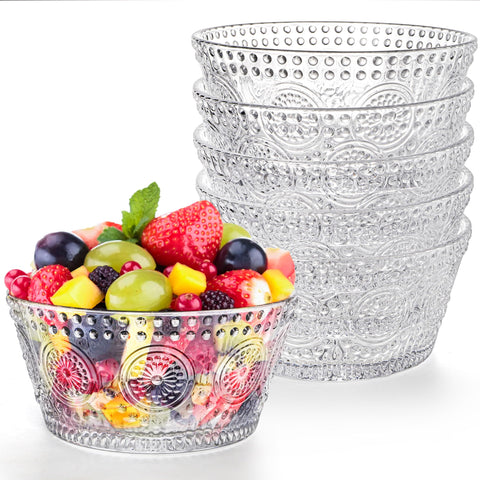 Nagpew conjunto de 6 vasos de cristal con relieve floral, ideales para servir