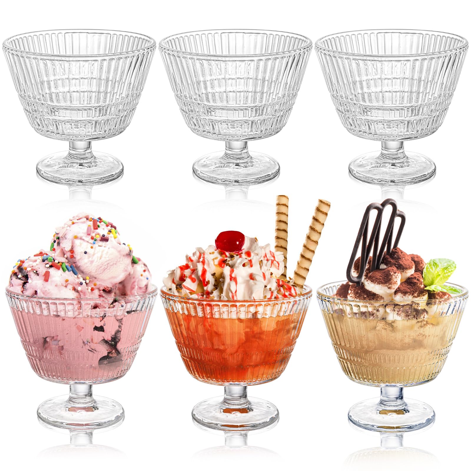 Nagpew copas postre vidrio pedestal para helado elegante.