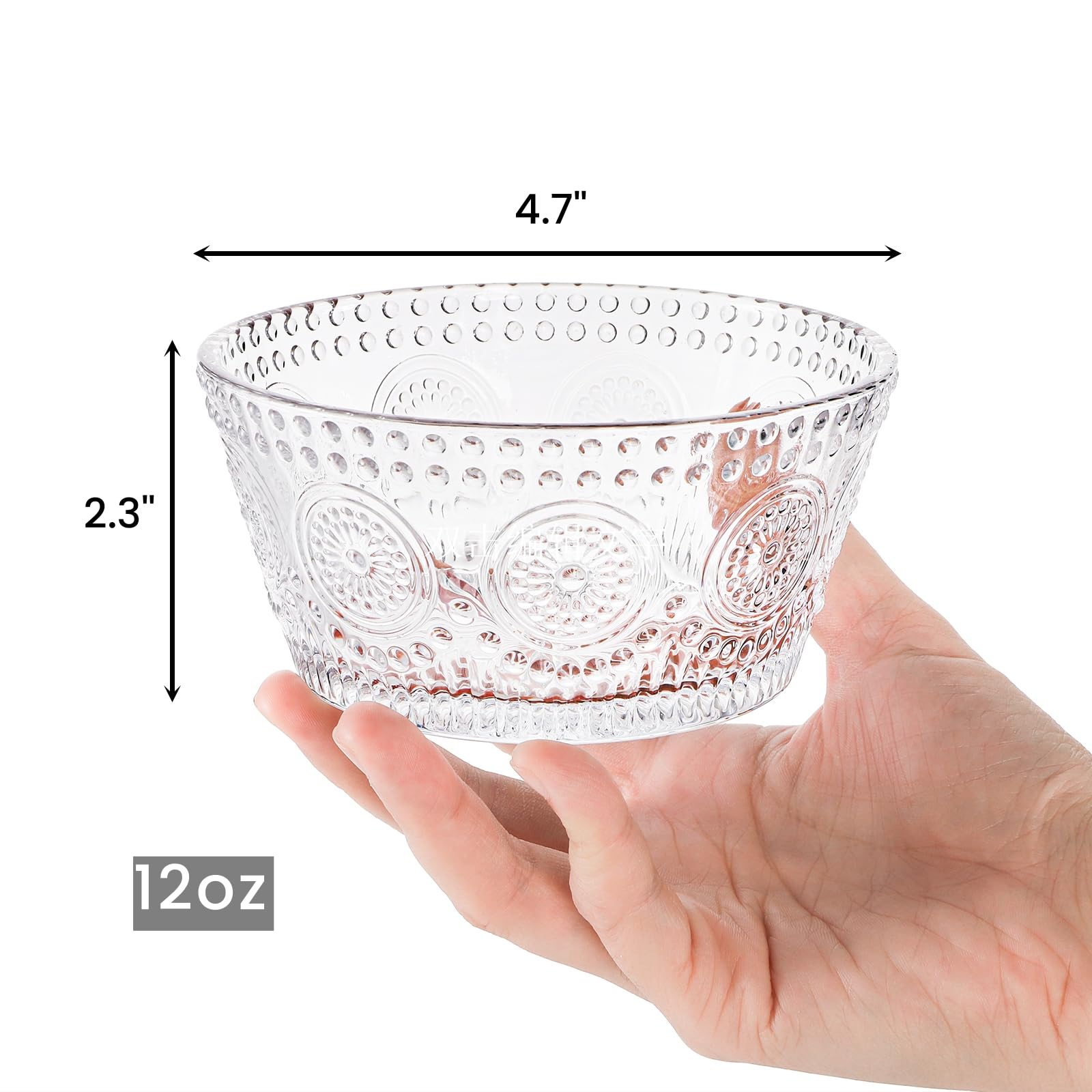 Nagpew vaso de cristal claro para postre, apilable y fácil de almacenar