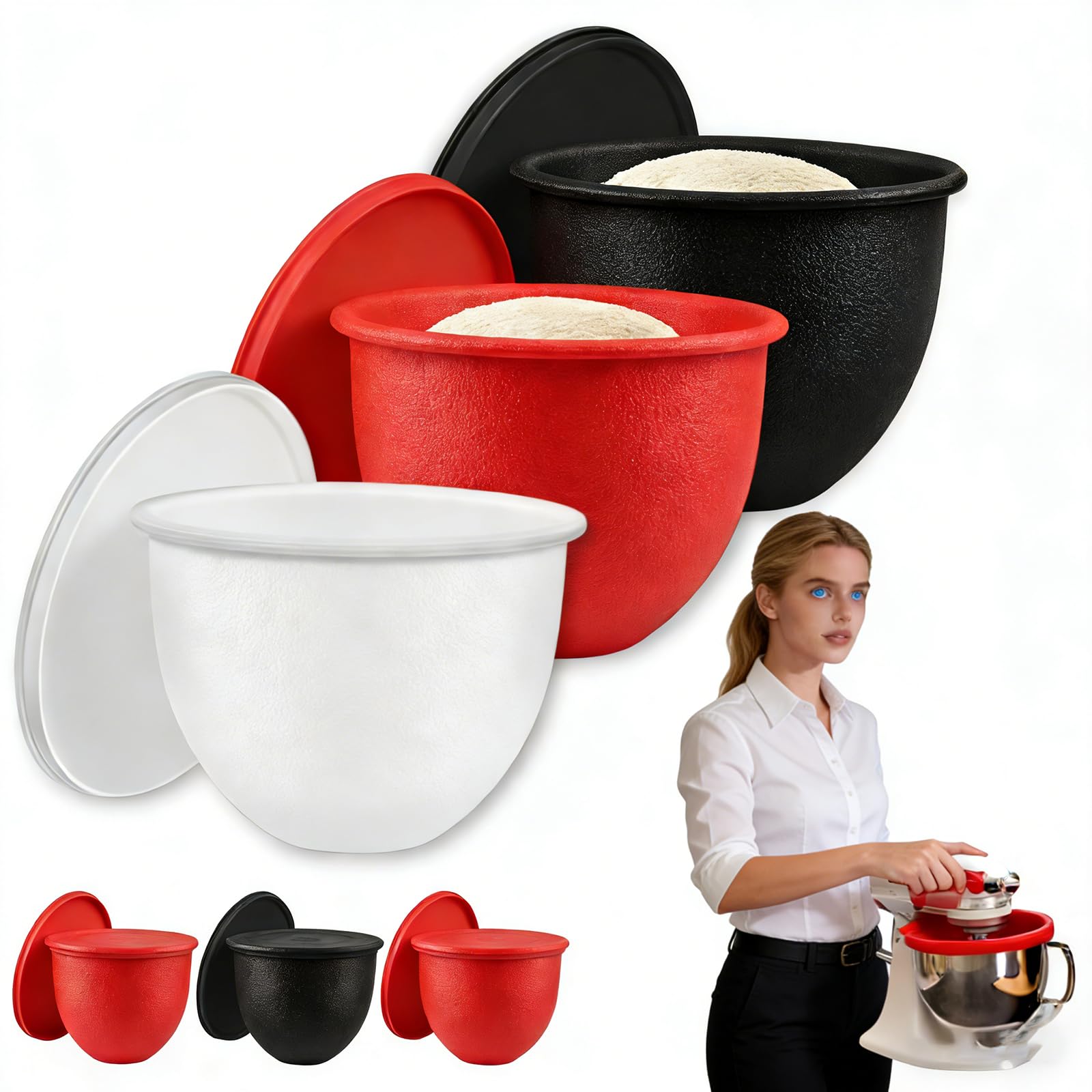 NaiDi forro de silicona para batidora 5qt mantiene la mezcla estable y sin derrames.