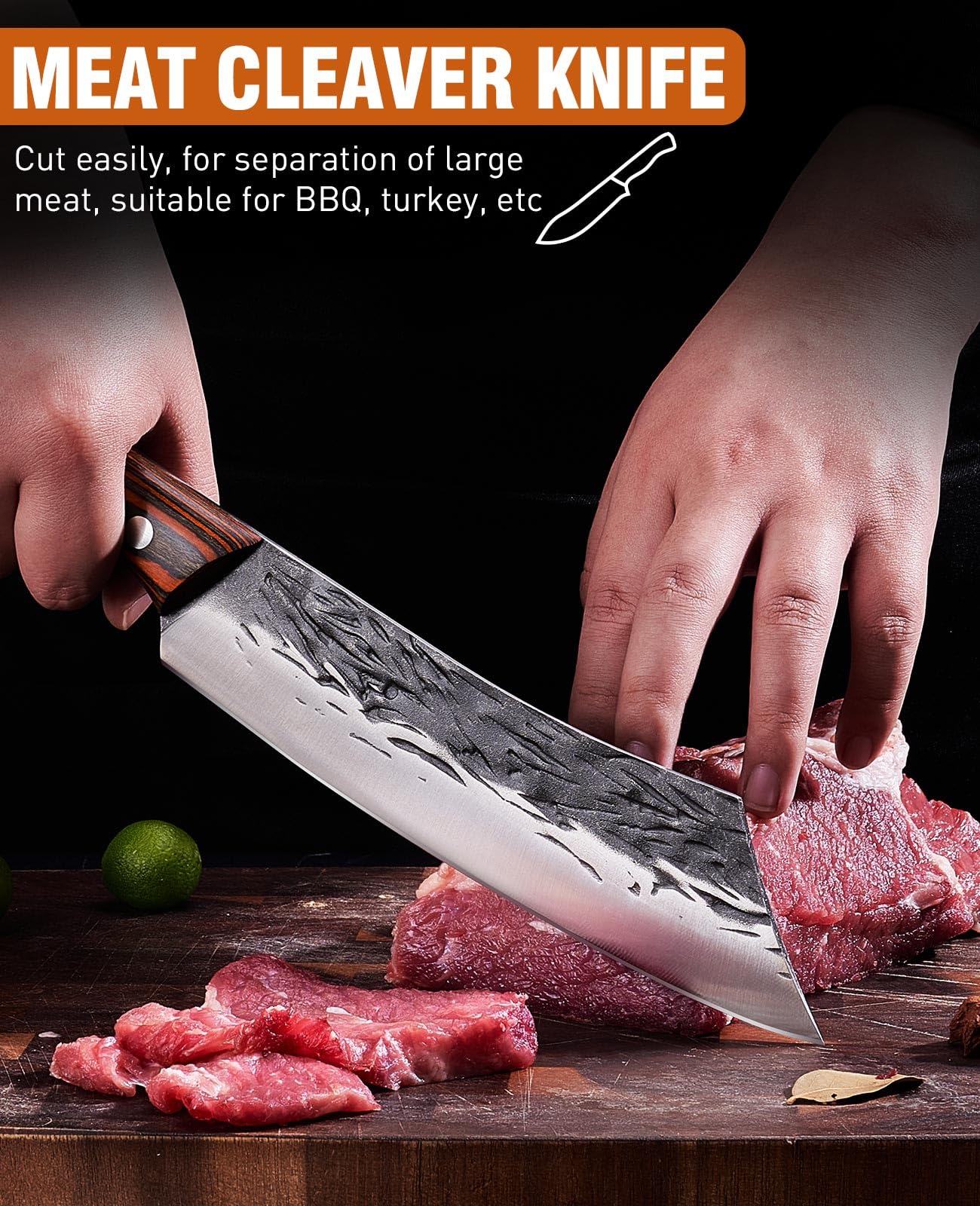 Naitesen cuchillo carne 7-8 pulgadas, filo fino para cortes limpios.