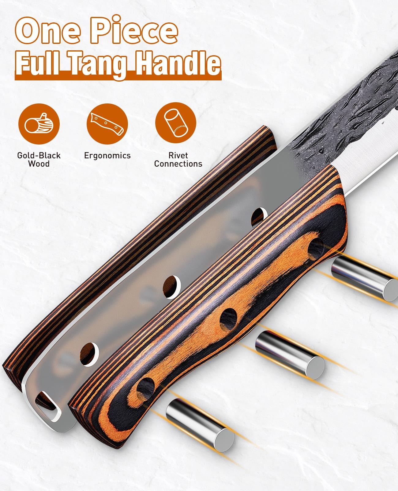 Mango de madera de una pieza en cuchillo Naitesen, diseño ergonómico
