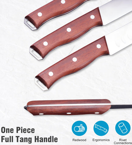 Naitesen juego de cuchillos con espiga completa: equilibrio seguro para la cocina.