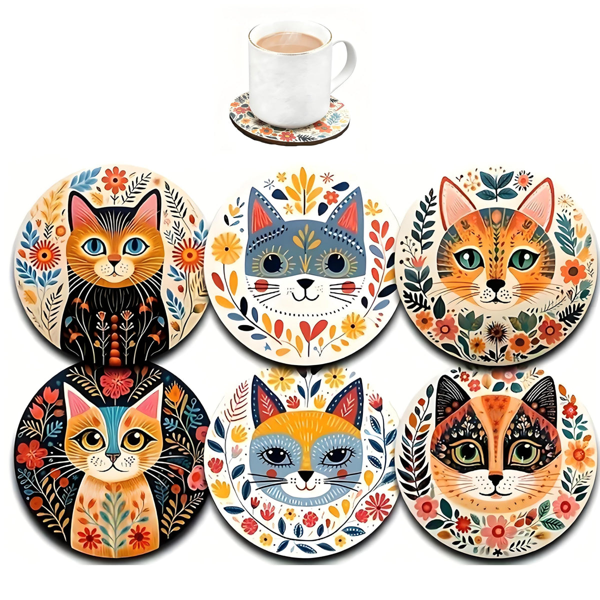 NAJIKA posavasos diseño gato para mesa estable y decorativa