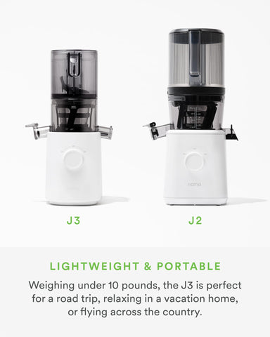 Nama J3 incluye recipientes de jugo y pulpa para limpieza organizada.