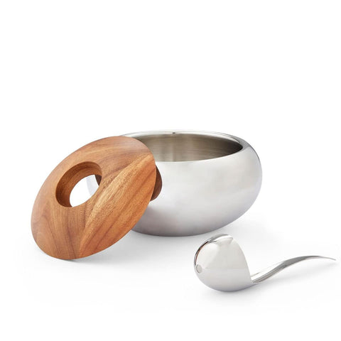 Nambe tapa de madera acacia para almacenamiento y presentación pulida