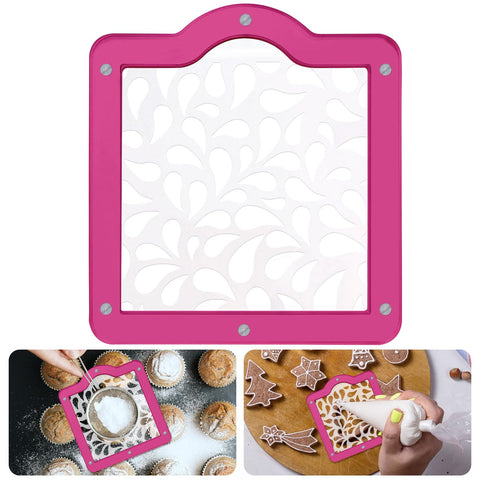 NamcheBarwa sujeta estencil acrílico magnético rosa cuadrado, ideal para galletas.