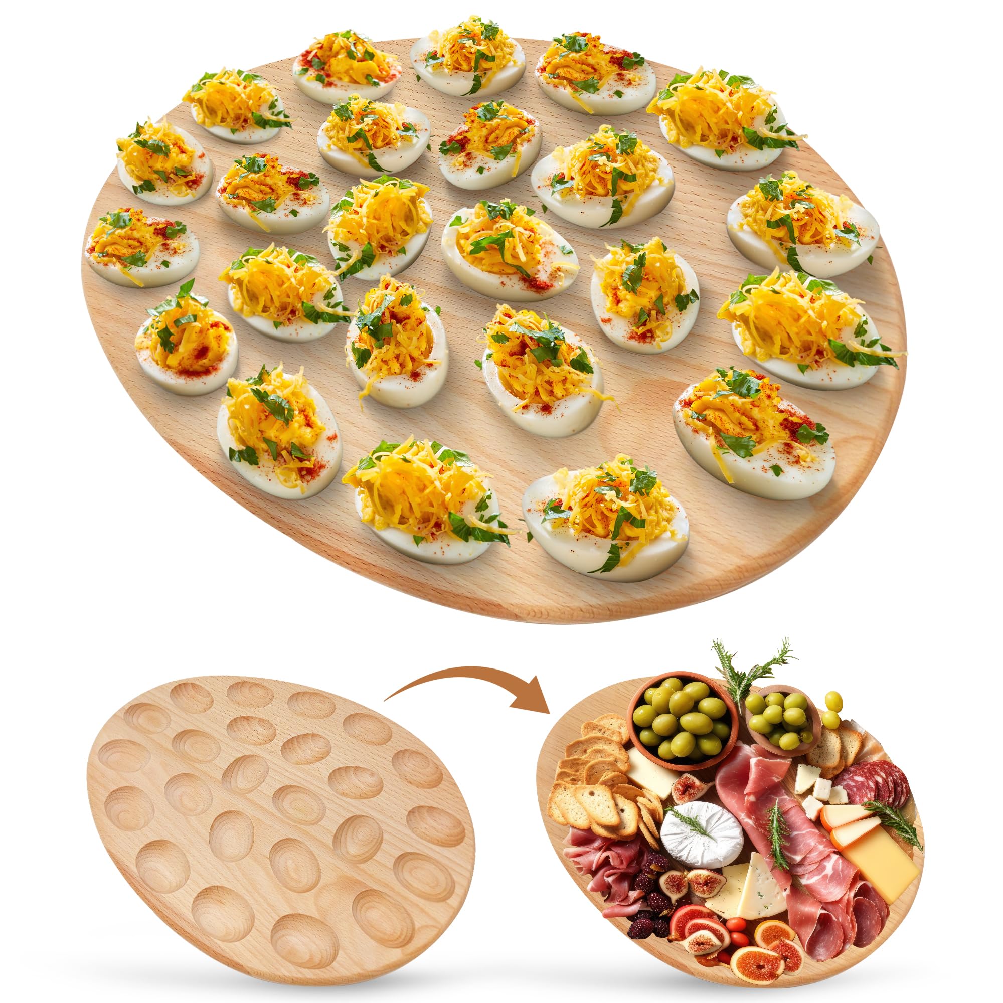 Namre' bandeja para huevos rellenos con 24 huecos para porciones variadas.