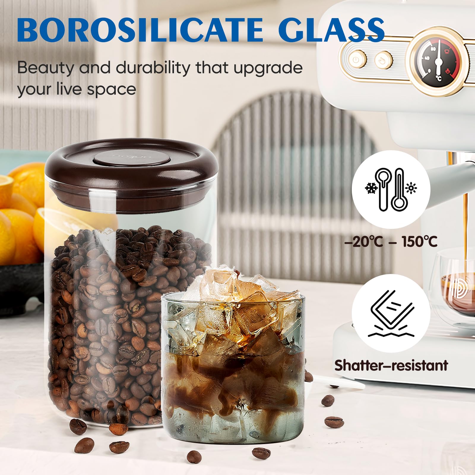 NANABIMIC Vidrio borosilicato resistente y apto para lavavajillas.