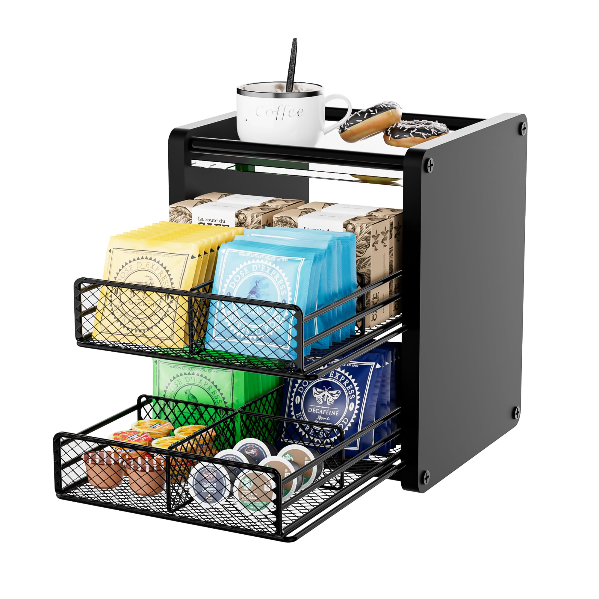 NANAGIFTREE organizador de té con dos cajones práctico y compacto.