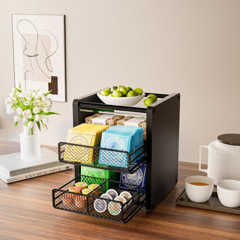 NANAGIFTREE cajones deslizables para ordenar bolsitas de té por sabor.