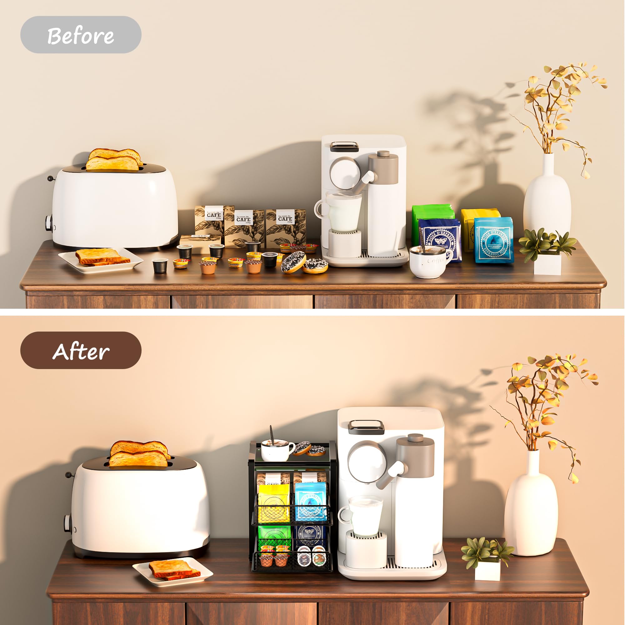 NANAGIFTREE dispensador para bolsitas, acceso rápido al té.