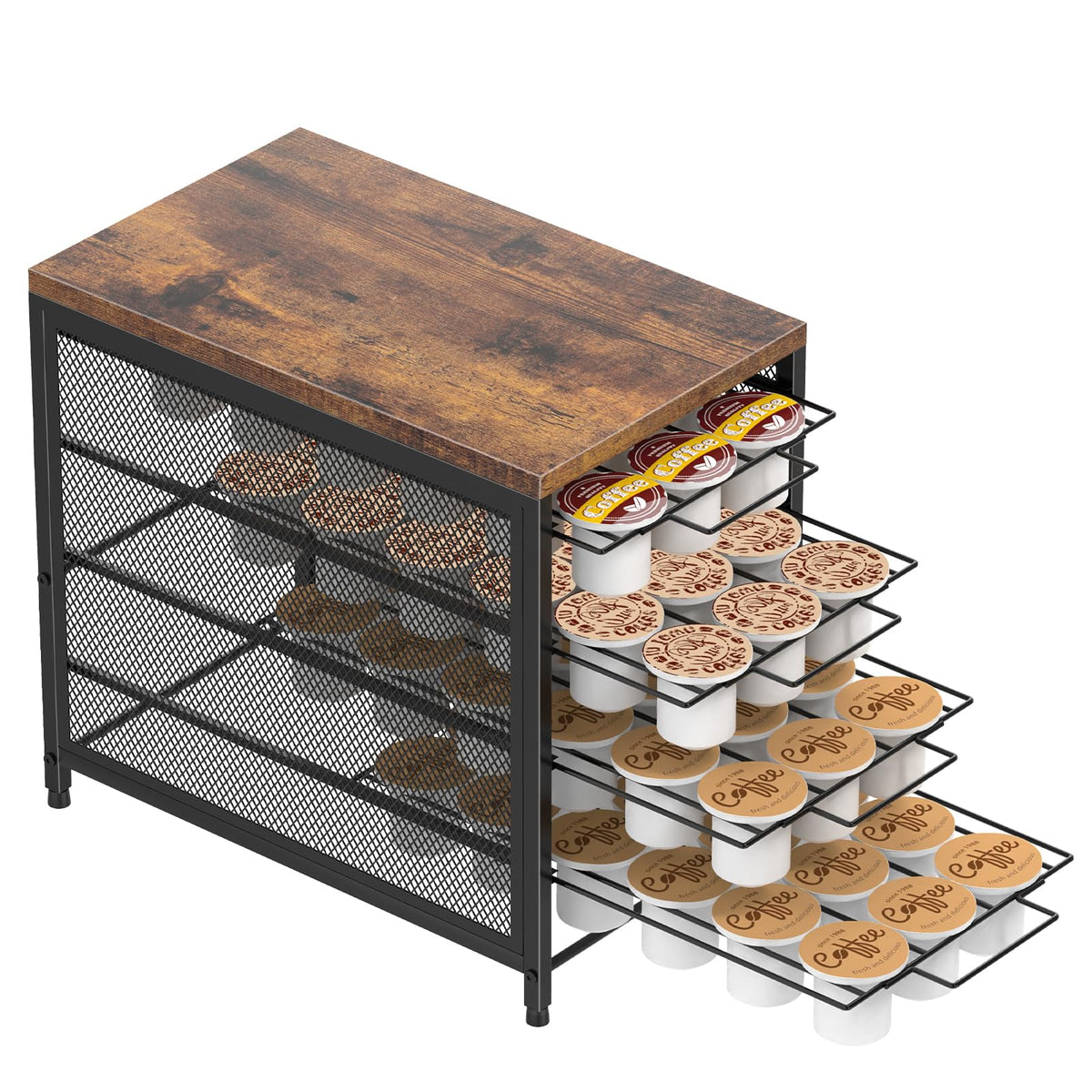 NANANARDOSO porta-cápsulas de café Keurig sobre madera, orden y estilo.