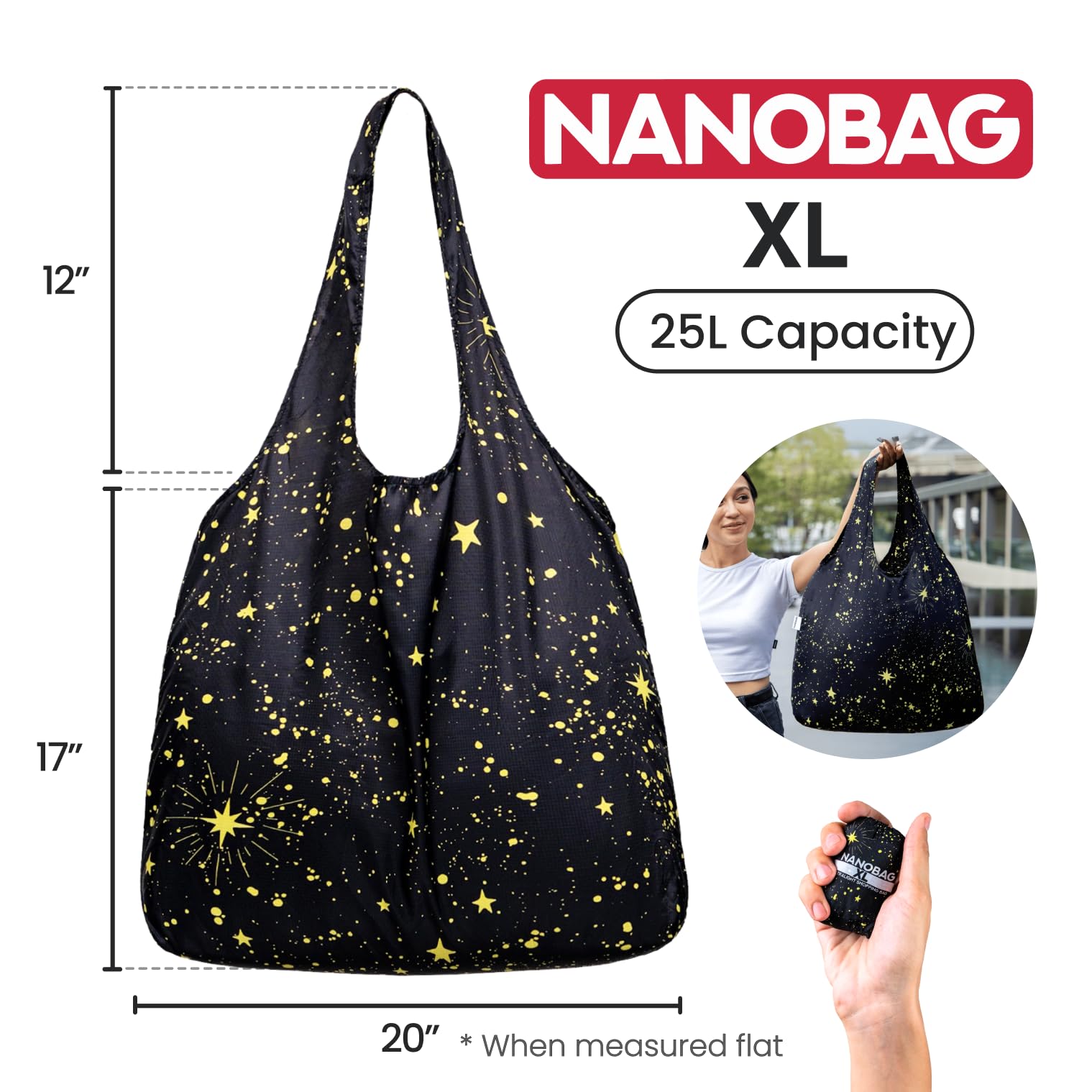 Nanobag diamante-ripstop-ultraligero: material suave facilita doblado