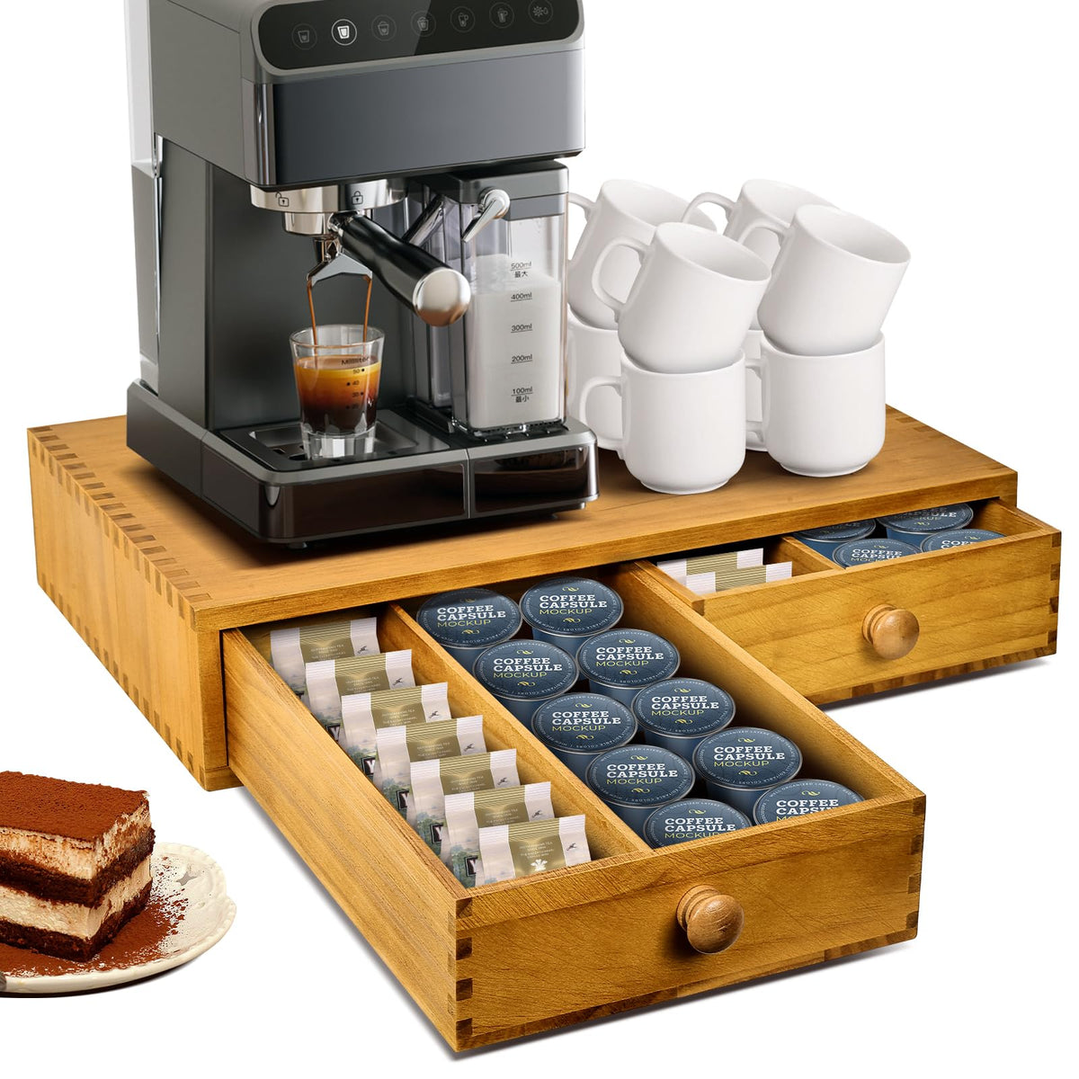 Organizador NANXITU K Cup con dos cajones para cápsulas y té, orden práctico