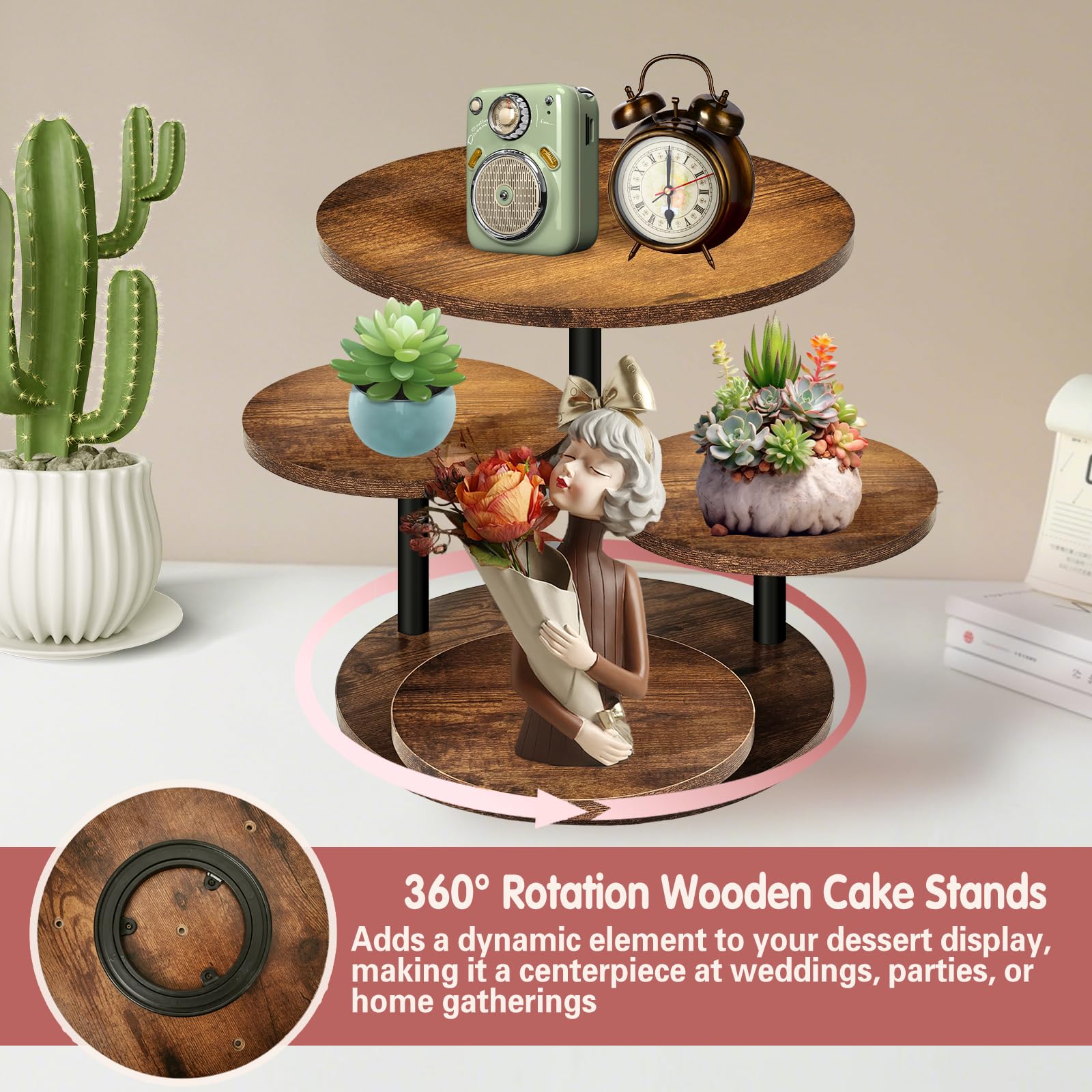 NANXITU platillo base con giro de 360° para cupcakes y pasteles.