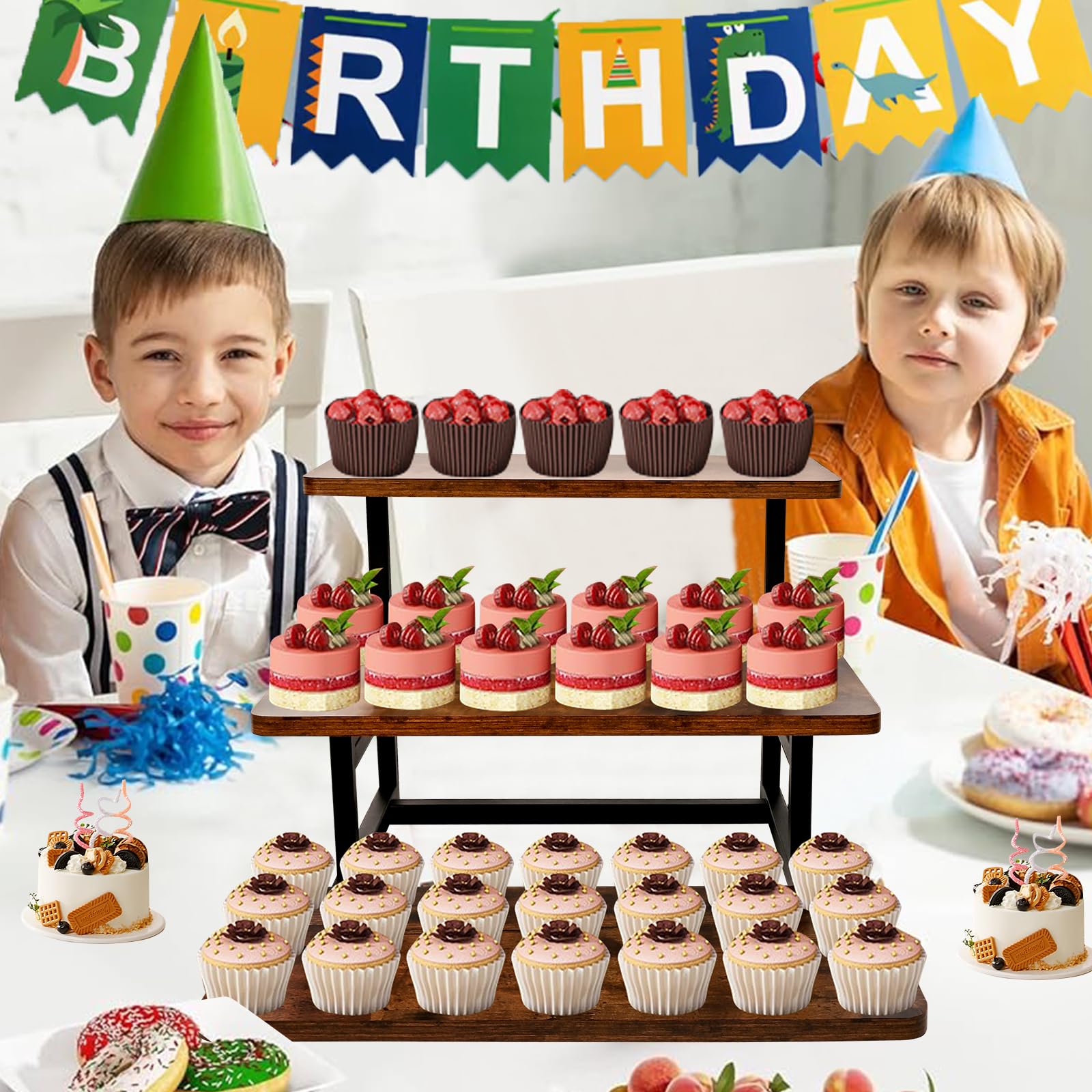 NANXITU soporte cupcake tres niveles: postres visibles y sin amontonarse