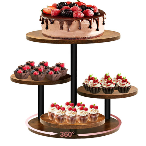 NANXITU torre cupcakes 4 niveles con giro 360° para exhibir postres desde todos los ángulos.