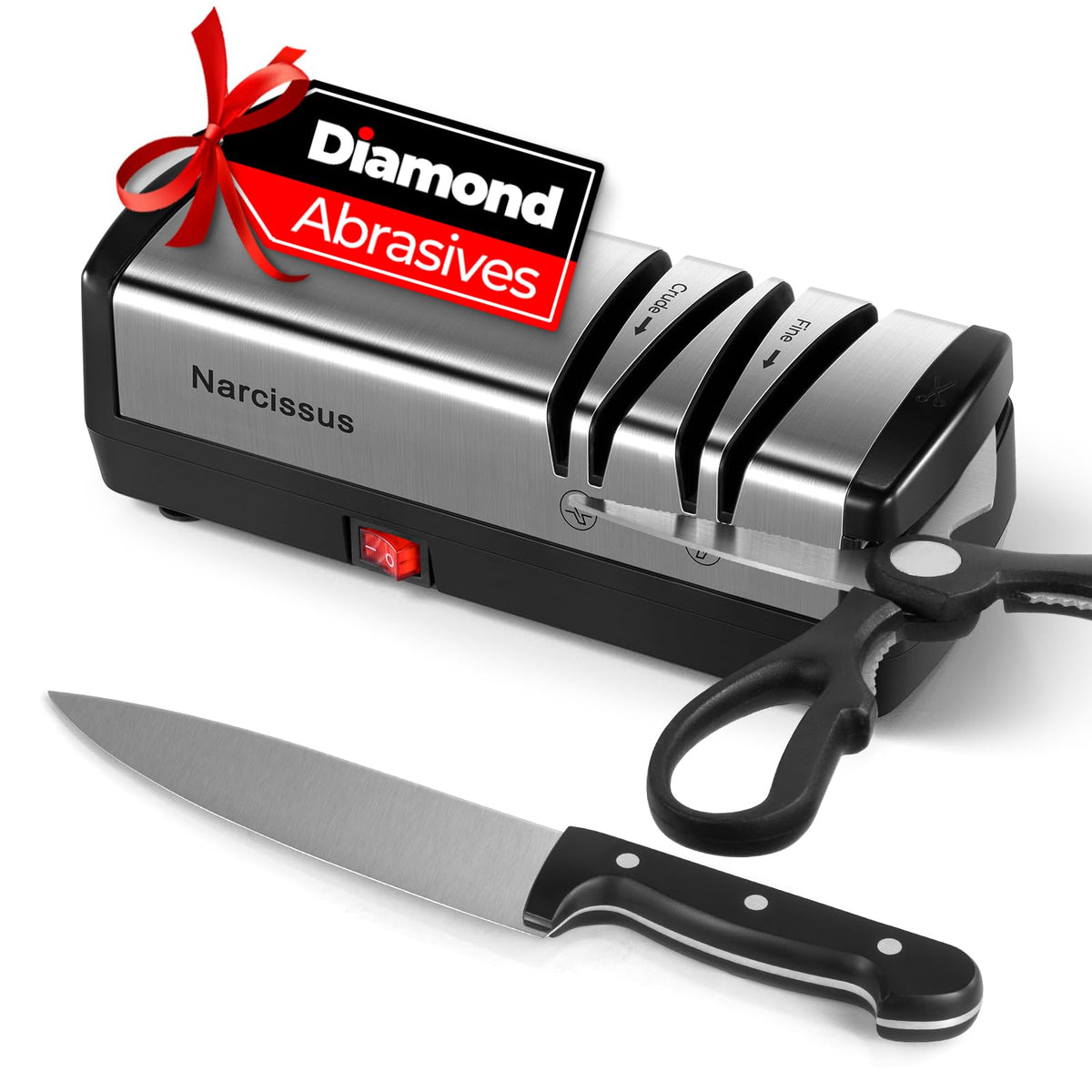 Narcissus afilador eléctrico para cuchillos con diamante, filo rápido y preciso.