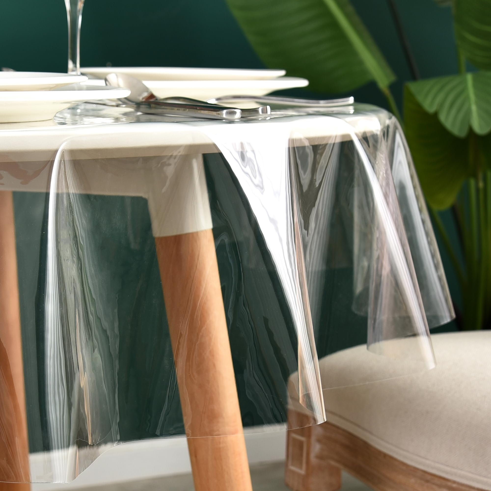 Nasitos cubierta de mesa plástica transparente, resistente a derrames y fácil de limpiar.
