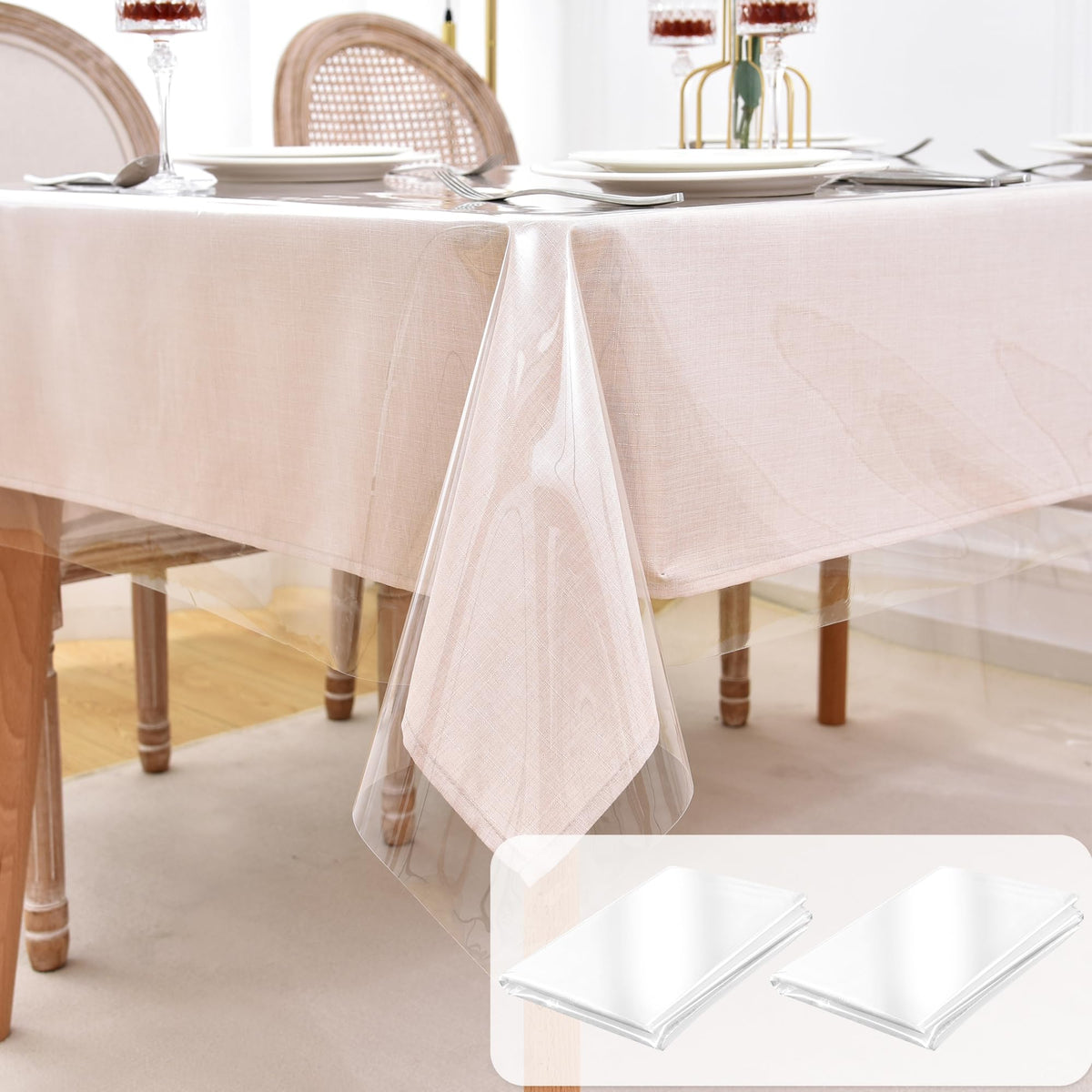 Mantel Nasitos 60x84 transparente protege la mesa durante comidas.