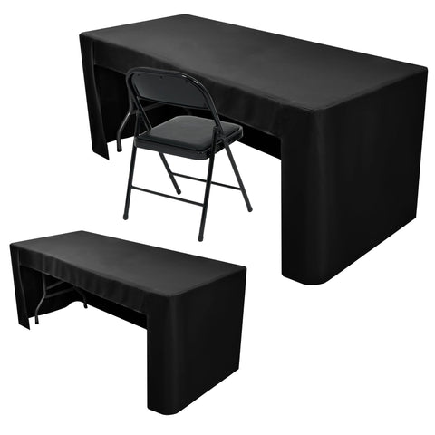 Funda Nasitos para mesa de 8 pies en negro, vista frontal.