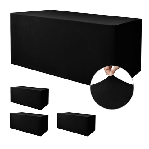 Nasitos funda mesa ajustada spandex negra para 6 ft, ideal para eventos limpios.
